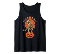 Halloween T Rex Dinosaur Skeleton Full Moon Bats Tank Top