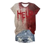 Halloween T-Shirt for Women Bloody, Halloween Funny 'It's Not My Blood' Graphic Tee Blood Graphic Women's T-Shirt Scary Blood Tee Women T Shirts Sweatshirts for UK Light Purple