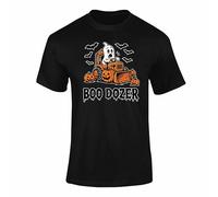 Halloween T shirt Halloween Day Shirt Clothes Kids Party Costume Children Boo-Dozer Ghost Tractor Farm Ghost Monster Truck Pumpkin Crusher - Black 12 Years