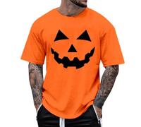 Halloween T-Shirt Men, Halloween Costume Men's Funny Pumpkin Face Graphic T-Shirt Simple Round Neck Party Tops Fashion Trends Loose Short Sleeve Top for Carnival Festival Everyday