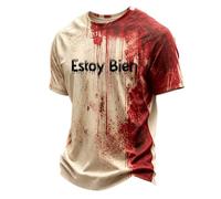 Halloween T-Shirt Men, Halloween Costume Men's Horror Blood Splash Print Short Sleeve T-Shirt Thriller Bloody Pattern Shirts Festival Party Tops for Everyday Cosplay Carnival