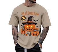 Halloween T-Shirt Men, Halloween Costume Men's Scary Pumpkin Head Pattern T-Shirt Crew Neck Short Sleeve Top Fashion Trends Party Tops for Everyday Carnival Festival