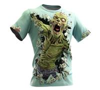 Halloween T-Shirt Men's 3D Zombie T-Shirt Oversized T-Shirt Comfortable Muscle Shirt Fit Sports Shirt Casual Street Shirt with Breakout 3D Print Baggy Comfortable Short Sleeve Shirt, O Mint Green, M