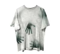 Halloween T-Shirt Men's Plus Size Scary T-Shirt with Handprints Horror T-Shirts Crew Neck Ghost Theme T-Shirts Short Sleeve Tops Fashion Comfortable Tee Shirts Tunic Tops