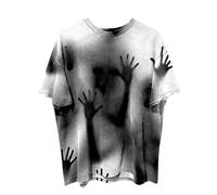 Halloween T-Shirt Men's Plus Size Scary T-Shirt with Handprints Horror T-Shirts Crew Neck Ghost Theme T-shirts Short Sleeve Sports Shirt Tops Casual Comfortable Tee Shirts Tops