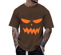 Halloween T-Shirts for Men Crewneck Tee Flying Bats Print T-Shirt Slogan Fancy Dress Idea Funny Novelty Comfortable Fit Spooky Party Outfit Coffee