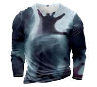 Halloween T Shirts for Men Tee Adult, Bloody Theme Dance Casual Holiday Party Ghostly Fear Element Plus Size Fashion Horror Prints Short Sleeve Funny Crew Neck Tops Performances Celebrations