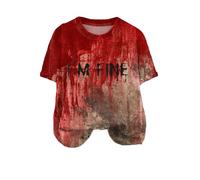 Halloween T Shirts for Women UK, Bloody T Shirt for Women Halloween Top Sweatshirt Bloodstain Top Funny Costumes Ladies' Loose Bloody Print Hoodie Adult Red Bloody (B,XXL)