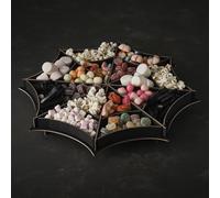 Halloween Table Centrepiece - Black Spider Web Treat Stand, Card Food Display Stand