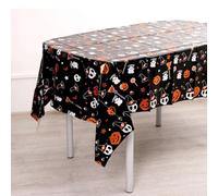 Halloween Table Cloth,138 x 274 cm Halloween Table Decorations,Halloween Decorations Indoor Outdoor Party Home Decorations PVC Tablecloths with Pumpkin Ghosts Skull Rectangular Waterproof Tablecover