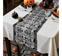 Halloween Table Cloth, Halloween Decorations, Table Runner, 200x50cm Lace Skeleton Tablecloth for Kitchen, Evening Party, Dinner Supplies