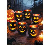 Halloween Table Decor Candle Holders 6 Pack Lanterns Pumpkin Set of 6