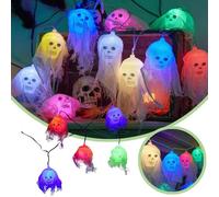 Halloween Table Decorations 7FT Curtain LED Lights - 25 Cute Inflatable & Mini Purple Lights for Indoor/Outdoor Halloween & Christmas - Black Wire Hanging Decoration (White, One Size)