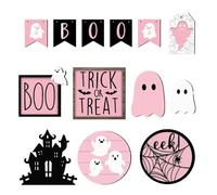 Halloween Table Decorations - Halloween Centerpieces for Tables | Ghost Themed Wooden Centerpieces Spooky for Holiday Kitchen Apartment Farmhouse Bedroom Bathroom Party Fireplace