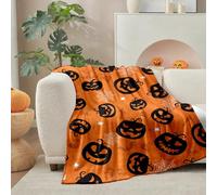 Halloween Table Decorations Halloween Throw Blanket Pumpkin Throw Blanket Black Decorative Lightweight Fuzzy Soft Fleece Blankets and Throws Lap Couch Sofa Bed Ghost(Orange, E)