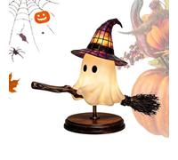 Halloween Table Lamp Cute Ghost On Broom Nightlight USB Powered