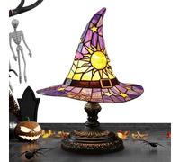 Halloween Table Lamp,Desk Decoration Table Lamp Witch Hat Shape | Gothic USB-Powered Illumination Resin Sculpture | for Bedroom Reading Living Room Dormitory Studying