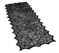 Halloween Table Runner - Black Lace Spider Web Design, Premium Polyester Fabric for Spooky Dinner Party Home Kitchen Decoration, Indoor Gothic Table Cover Decor (Style)