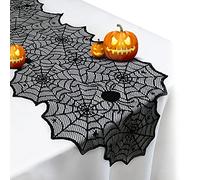 Halloween Table Runner - Black Lace Spider Web Table Runners for Halloween Decor,Vivid Polyester Spider Web Table Runner for Halloween Masquerade Party Dinner Table Decoration 18 X 72 Inch