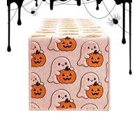 Halloween Table Runner Cute Ghost & Pumpkin Waterproof Tablecloth