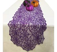 Halloween Table Runner - Purple Lace Spider Web Table Runner for Halloween Masquerade Scary Movie Nights, 13x72 Inch