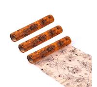 Halloween Table Runner With Placemats Spider Web Pattern Tulle Mesh Polyester Custom Size Dining Party Decor 11x108 Inch Easy-Care For Home Fireplace Bookshelf Window(orange)