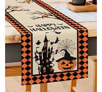 Halloween Table Runner with Pumpkin Spider Web Ghost for Halloween Party Holiday Kitchen Dining Dinner Decoration 13x72 inch