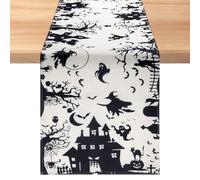 Halloween Table Runners, 72x13in Rectangular Spooky Gothic Tablecloth Witch Table Cover Ghost Table Cloth Decoration for Home Haunted House Halloween Party Supplies