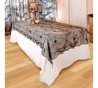 Halloween Tablecloth Spider Web Table Cloth Halloween 48 * 96 inch Black Bat Spiderweb Lace Fabric TableCloth Fireplace Rectangular Waterproof Tablecloth Halloween Party Dinning Kitchen Picnic Decor