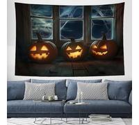Halloween Tapestry,Horror Theme Gloomy Old Wooden House Design Tapestries, Spider Web Pumpkin Halloween Decorative Wall Cloths, Black Party Decoration Backdrop Wall Towel for Bedroom, 180×230cm
