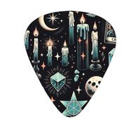 Halloween-Tarot-Cards-Candles 12 Pack Guitar Picks With 3 Thicknesses And Storage Box, Abs Plectrums For Electric Bass Guitar Players