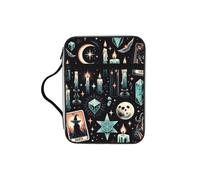 Halloween-Tarot-Cards-Candles Bible Cover Case with Handle, Water-Resistant Oxford Fabric Bible Bag Organizer with Zipper Pockets for Church