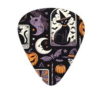 Halloween-Tarot-Cards-Pumpkins 12 Pack Guitar Picks With 3 Thicknesses And Storage Box, Abs Plectrums For Electric Bass Guitar Players