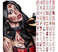 Halloween Tattoo Scars, 60 Sheets Tattoo Wounds Face Scars Realistic Motifs, Vampire Costume Women's Make-Up Accessories, Halloween Fake Wounds Sticking for Carnival Halloween Make-Up