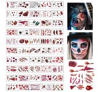 Halloween Tattoo Scars, Halloween Fake Scars Tattoos, 50 Sheets, Halloween Wounds Realistic Motifs, Temporary Tattoos, Halloween Zombie Scars Tattoos Stickers for Halloween Decorations