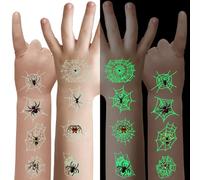Halloween Tattoos, 10/20 Sheets Luminous Tattoo Children Scary, Spider Web Temporary Tattoo Stickers, Pumpkin Witch Bat, Holidays Cosplay Face Makeup Accessories Halloween Party Gifts
