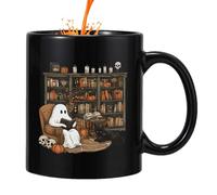 Halloween Tea Cup - Belt Ghost Cup, 400 ml Glazed Ceramic Drinks Novelty Skull Design Coffee Cup for Milk Hot Drinks, Festive Kitchen Decor for Autumn Party Home Cafe Table Around