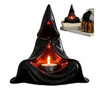 Halloween Tea Light Holder | Hooded Mysterious Man Figurine,Halloween Desktop Tealight Holder for Counter Nightstand Patio Window Coffee Table Party Fireplace Mantel