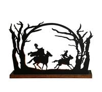 Halloween Tealight Candle Holder | Halloween Headless Knight Figure,Dead Tree Silhouette Wood Horse Ornaments for Desktop Home Bookshelf Windowsill Dining Room