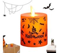 Halloween Tealight Candles, Halloween Decoration LED Candles, Flickering Flame Halloween Decorative Candles, Battery Operated Graffiti Pattern Atmosphere Flameless Light For Tab