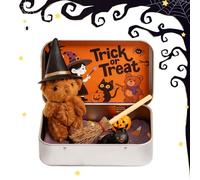 Halloween Teddy Bears Bear in a Box Trick or Treat, Little Bear in a Boxs Mini Gift Boxs, Cute Witch Bears in a Box Belt Wizard Hat & Broom, Emotional Support Gifts for Friends Family Lovers Kids