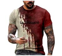Halloween Tee Shirts for Men Bloody T Shirt, Men's Casual Short Sleeve Tshirt Blood Gothic Horror Tops Crew Neck Tee for Halloween Cosplay Costume
