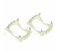 Halloween Teeth Lightweight Vampire Teeth Glow in the Dark Fangs Fake Werewolf Teeth Suitable for Booths Halloween Parties Christmas Day Nightclub Fancy Dress Photo Costume Accessories (Pack of 2)