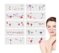 Halloween Temporary Stickers | Halloween Makeup For Adults With Blood Pattern - 10X Halloween Stickers For Adults, Witch Makeup For Women, Party Favors Trick Or Treat
