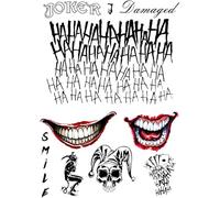 Halloween Temporary Tattoo,Joker Temporary Tattoos For Men Women Girls Adults Halloween Cosplay Accessories (style 3)