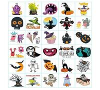 Halloween Temporary Tattoo Stickers Party Children Cartoon Funny Witch Pumpkin Witch Cute Face Stickers