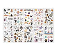 Halloween Temporary Tattoos 10 Sheets Bulk Pack, Waterproof Fake Tattoos with Pumpkin Spider Designs, Party Favors for Halloween Decorations and Makeup (Style A)