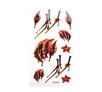 Halloween Temporary Tattoos, 3D Fake Scars Tattoo Halloween Makeup Kit, Fake Stitches Tattoos Cut Scary Face Wound Blood Chucky Scars Tatoos for Kids Women Men Boys Girls Zombie Makeup Stickers 3#