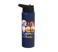 Halloween Thanksgiving Christmas Gnome Happy HallothanksMas Stainless Steel Insulated Water Bottle