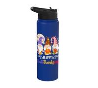Halloween Thanksgiving Christmas Gnome Happy HallothanksMas Stainless Steel Insulated Water Bottle